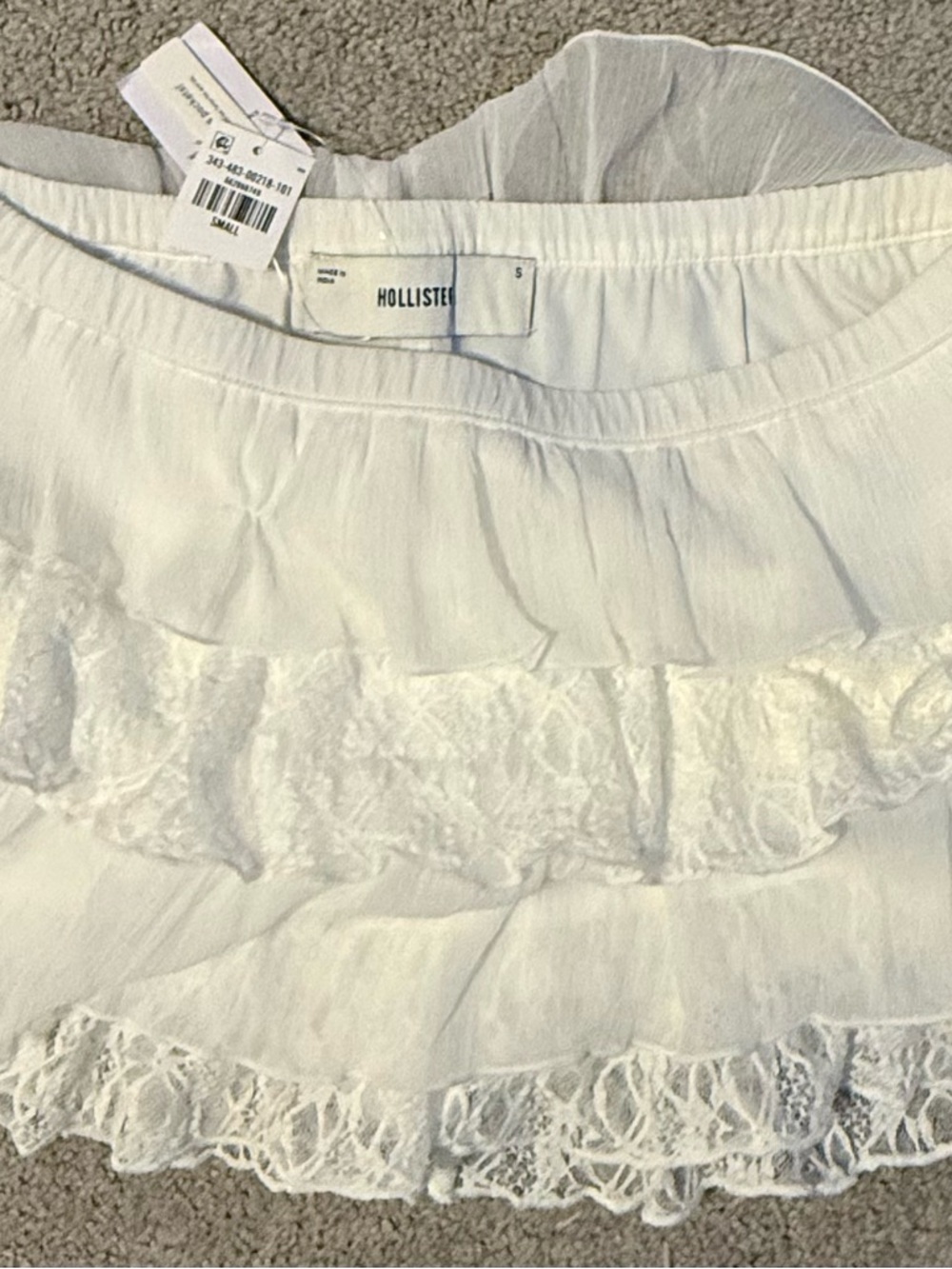 Hollister White Tiered Ruffle & Lace Skater Skirt